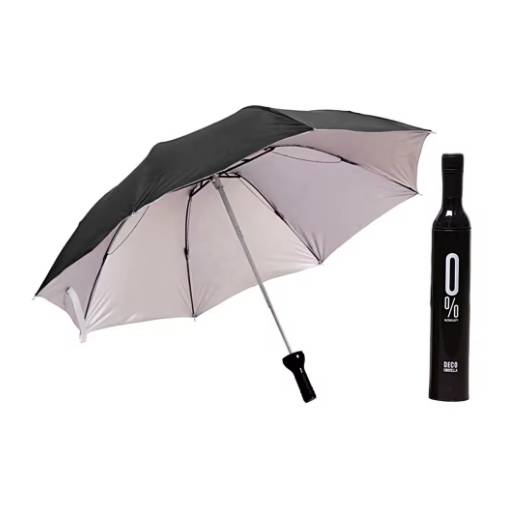 Foto - Összecsukható esernyő UV védelemmel, üvegpalack formájában - Fekete