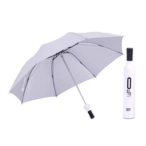 Foto - Összecsukható esernyő UV védelemmel, üvegpalack formájában - Fehér