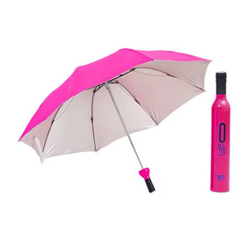 Foto - Hajlék esernyő UV védelemmel, palack formájában - Sötét rózsaszín